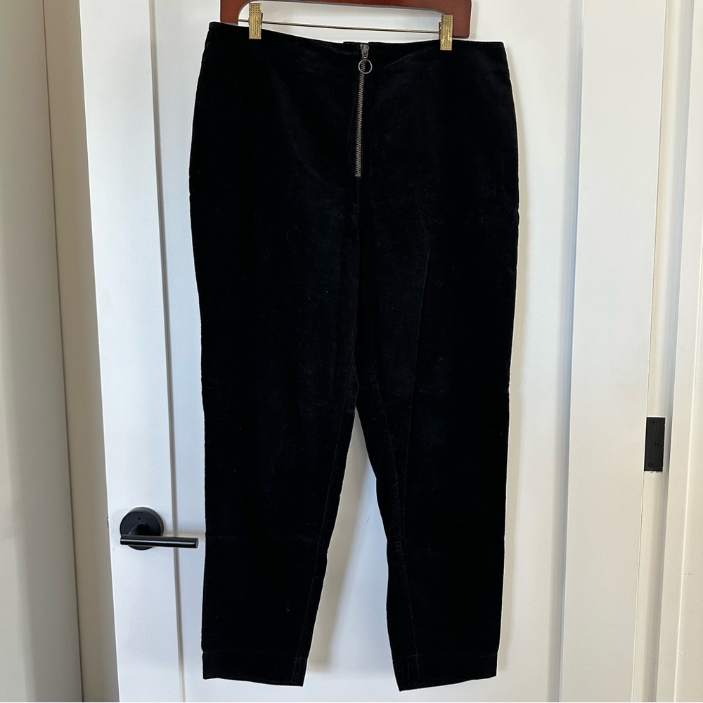 Black Velvet Pants with exposed zipper